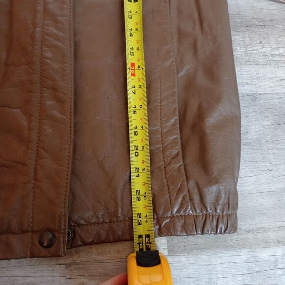 Opera Leather Vintage Biker Jacket Brown Cropped Rock Punk Goth 11/12 - Picture 3 of 7